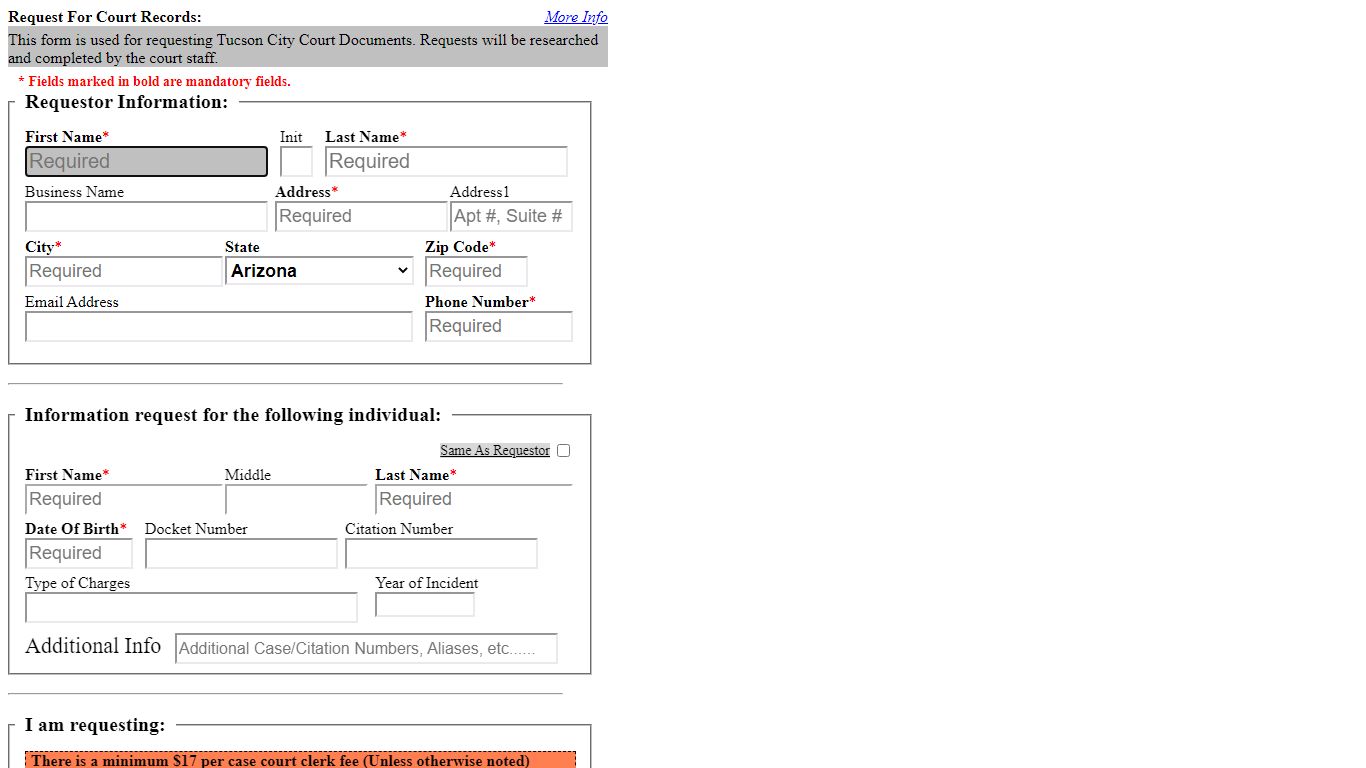Tucson City Court - Record Request